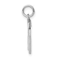 Sterling Silver Rhodium-plated Diamond-cut #17 Charm view 2