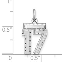 Sterling Silver Rhodium-plated Diamond-cut #17 Charm view 3