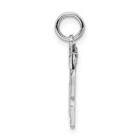 Sterling Silver Rhodium-plated Diamond-cut #18 Charm view 2
