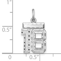 Sterling Silver Rhodium-plated Diamond-cut #18 Charm view 3