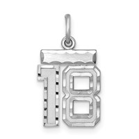 Sterling Silver Rhodium-plated Diamond-cut #18 Charm view 1