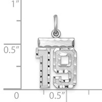 Sterling Silver Rhodium-plated Diamond-cut #19 Charm view 3