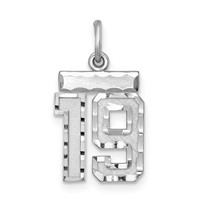 Sterling Silver Rhodium-plated Diamond-cut #19 Charm view 1