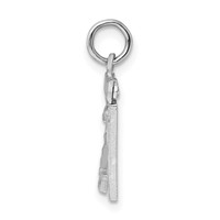 Sterling Silver Rhodium-plated Diamond-cut #21 Charm view 2