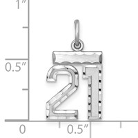 Sterling Silver Rhodium-plated Diamond-cut #21 Charm view 3