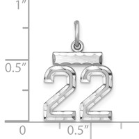 Sterling Silver Rhodium-plated Diamond-cut #22 Charm view 3