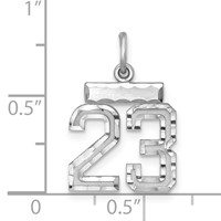 Sterling Silver Rhodium-plated Diamond-cut #23 Charm view 3