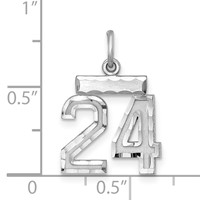 Sterling Silver Rhodium-plated Diamond-cut #24 Charm view 3