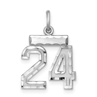Sterling Silver Rhodium-plated Diamond-cut #24 Charm view 1