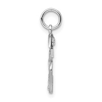Sterling Silver Rhodium-plated Diamond-cut #25 Charm view 2