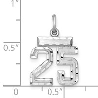 Sterling Silver Rhodium-plated Diamond-cut #25 Charm view 3