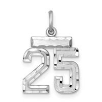 Sterling Silver Rhodium-plated Diamond-cut #25 Charm view 1