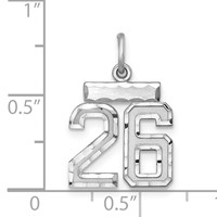 Sterling Silver Rhodium-plated Diamond-cut #26 Charm view 3