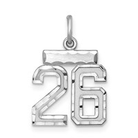 Sterling Silver Rhodium-plated Diamond-cut #26 Charm view 1