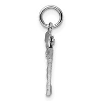 Sterling Silver Rhodium-plated Diamond-cut #27 Charm view 2