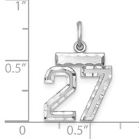 Sterling Silver Rhodium-plated Diamond-cut #27 Charm view 3