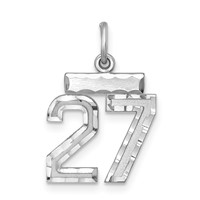 Sterling Silver Rhodium-plated Diamond-cut #27 Charm view 1