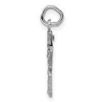 Sterling Silver Rhodium-plated Diamond-cut #28 Charm view 2