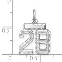 Sterling Silver Rhodium-plated Diamond-cut #28 Charm view 3