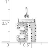 Sterling Silver Rhodium-plated Diamond-cut #31 Charm view 3