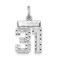 Sterling Silver Rhodium-plated Diamond-cut #31 Charm view 1
