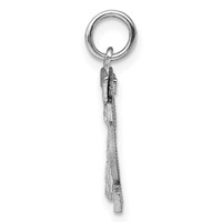 Sterling Silver Rhodium-plated Diamond-cut #32 Charm view 2