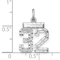 Sterling Silver Rhodium-plated Diamond-cut #32 Charm view 3