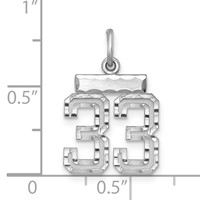Sterling Silver Rhodium-plated Diamond-cut #33 Charm view 3
