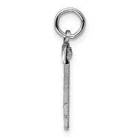 Sterling Silver Rhodium-plated Diamond-cut #34 Charm view 2