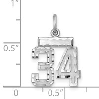 Sterling Silver Rhodium-plated Diamond-cut #34 Charm view 3