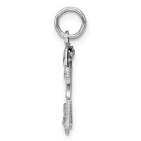 Sterling Silver Rhodium-plated Diamond-cut #35 Charm view 2