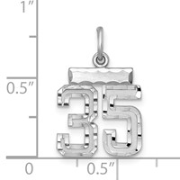 Sterling Silver Rhodium-plated Diamond-cut #35 Charm view 3