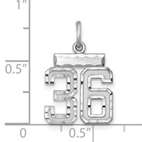 Sterling Silver Rhodium-plated Diamond-cut #36 Charm view 2