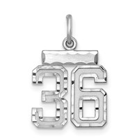 Sterling Silver Rhodium-plated Diamond-cut #36 Charm view 1