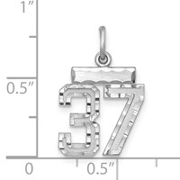 Sterling Silver Rhodium-plated Diamond-cut #37 Charm view 2