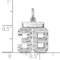 Sterling Silver Rhodium-plated Diamond-cut #38 Charm view 2