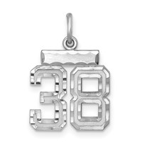 Sterling Silver Rhodium-plated Diamond-cut #38 Charm view 1