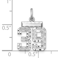 Sterling Silver Rhodium-plated Diamond-cut #39 Charm view 3