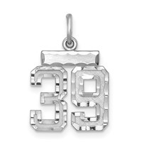 Sterling Silver Rhodium-plated Diamond-cut #39 Charm view 1