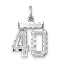 Sterling Silver Rhodium-plated Diamond-cut #40 Charm view 1