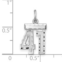 Sterling Silver Rhodium-plated Diamond-cut #41 Charm view 2