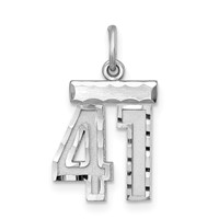 Sterling Silver Rhodium-plated Diamond-cut #41 Charm view 1