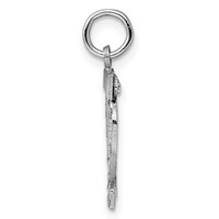 Sterling Silver Rhodium-plated Diamond-cut #42 Charm view 2