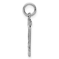 Sterling Silver Rhodium-plated Diamond-cut #44 Charm view 2