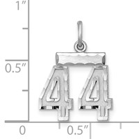 Sterling Silver Rhodium-plated Diamond-cut #44 Charm view 3