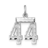 Sterling Silver Rhodium-plated Diamond-cut #44 Charm view 1