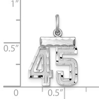 Sterling Silver Rhodium-plated Diamond-cut #45 Charm view 2