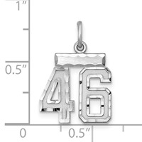 Sterling Silver Rhodium-plated Diamond-cut #46 Charm view 2