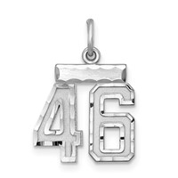Sterling Silver Rhodium-plated Diamond-cut #46 Charm view 1