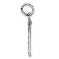 Sterling Silver Rhodium-plated Diamond-cut #47 Charm view 2